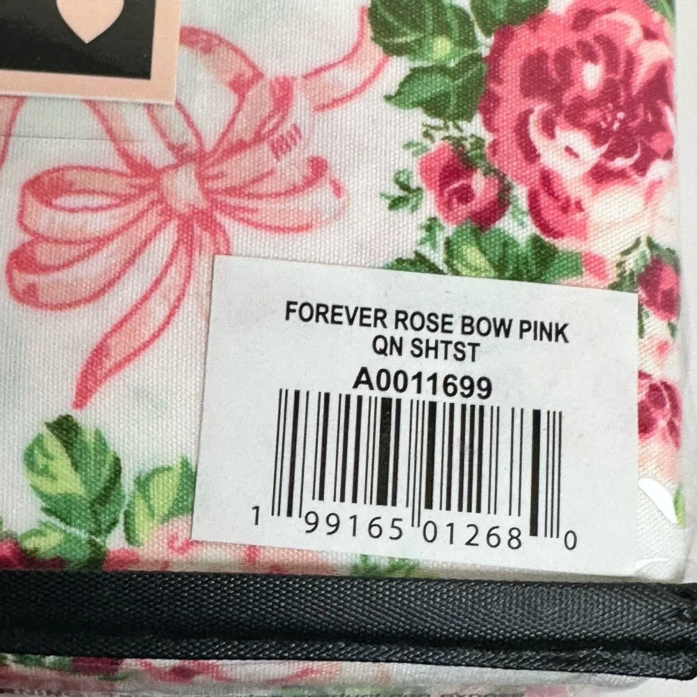 Betsey Johnson Queen Sheet Set Pink Rose Bow Coquette 6 Piece Bedding New